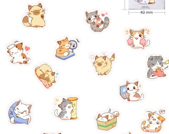 45pcs adesivos de gato, adesivos de gato fofos, adesivos de animais, flocos de adesivos, adesivo de scrapbook, adesivo de planejador, papelaria, diário MS-93