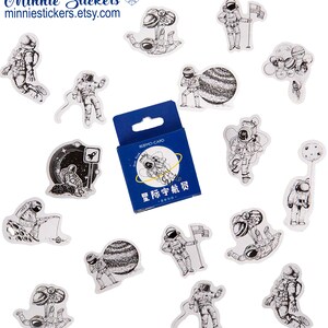 46pcs astronauta pegatinas decorativas, universo pegatinas de viaje, pegatinas de papelería, Diario Scrapbook Planner Journal Pegatinas MS-145
