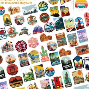 50pcs Travel Cityscape Stickers, Travel Stickers Pack, Waterdichte Stickers, Waterfles Laptop Stickers, Planner Journal Stickers MS-248