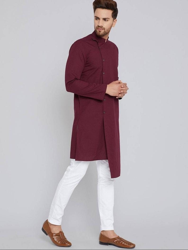 Indian Kurta Traditional Long Kurta Mens Kurta Long Sleeve Etsy