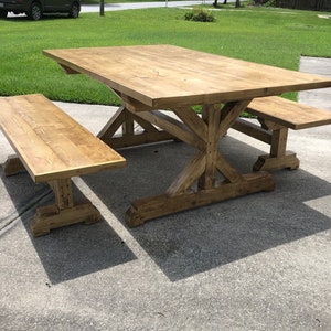 Farmhouse Table and Benches Woodworking Plans