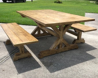 Farmhouse Table and Benches Woodworking Plans