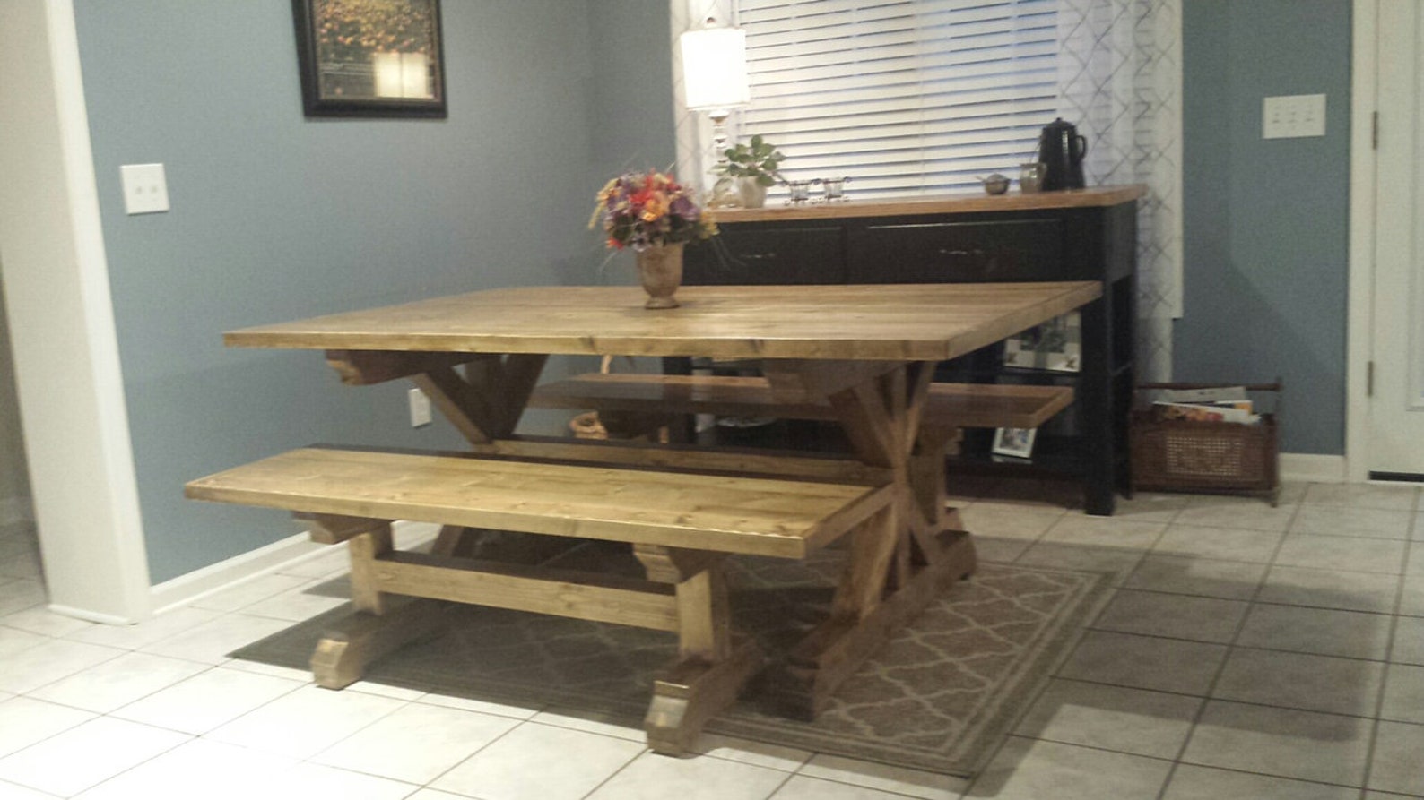Farmhouse Table and Benches Woodworking Plans Etsy