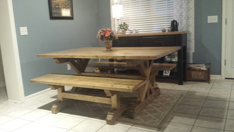 Farmhouse Table and Benches Woodworking Plans image 5
