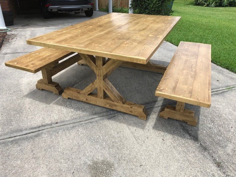 Farmhouse Table and Benches Woodworking Plans image 2