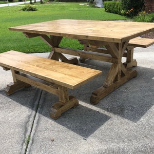 Farmhouse Table and Benches Woodworking Plans image 3