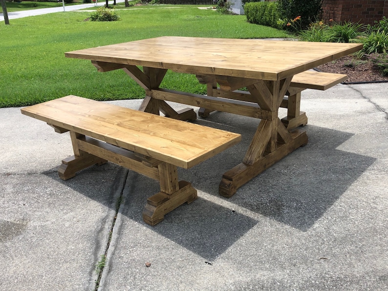 Farmhouse Table and Benches Woodworking Plans image 3