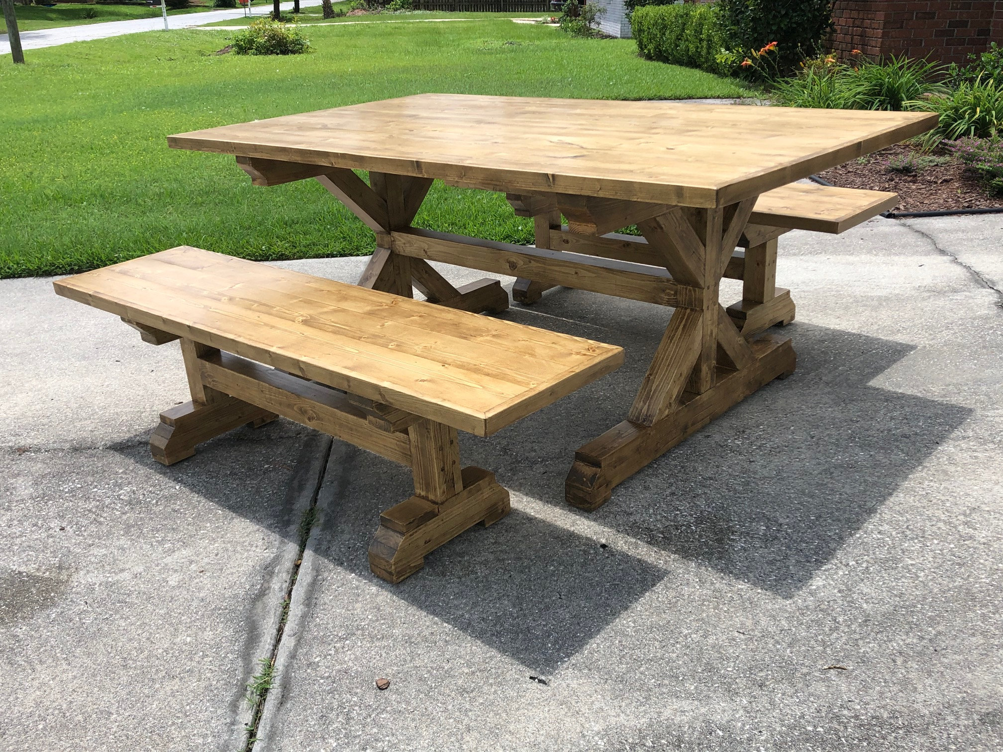 Farmhouse Table and Benches Woodworking Plans Etsy