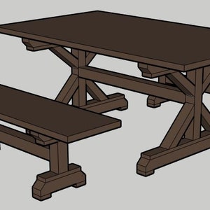 Farmhouse Table and Benches Woodworking Plans image 8