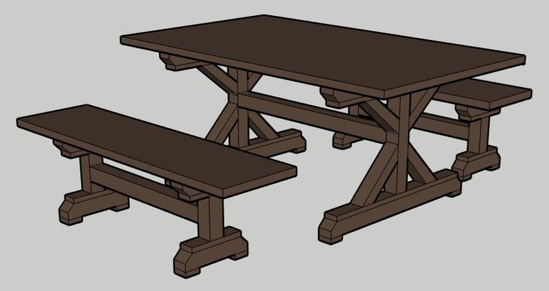 Farmhouse Table and Benches Woodworking Plans image 8
