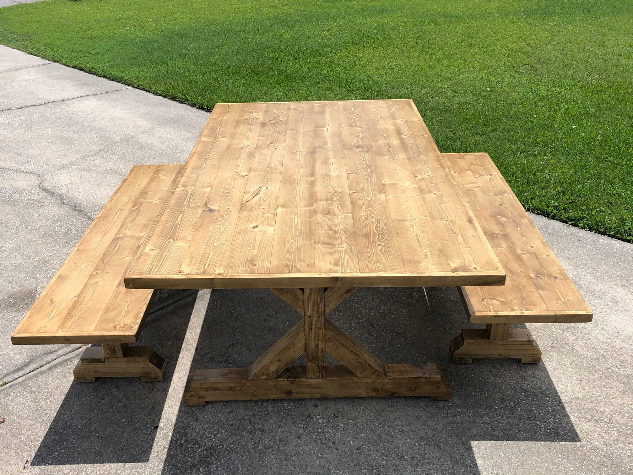 Farmhouse Table and Benches Woodworking Plans Etsy