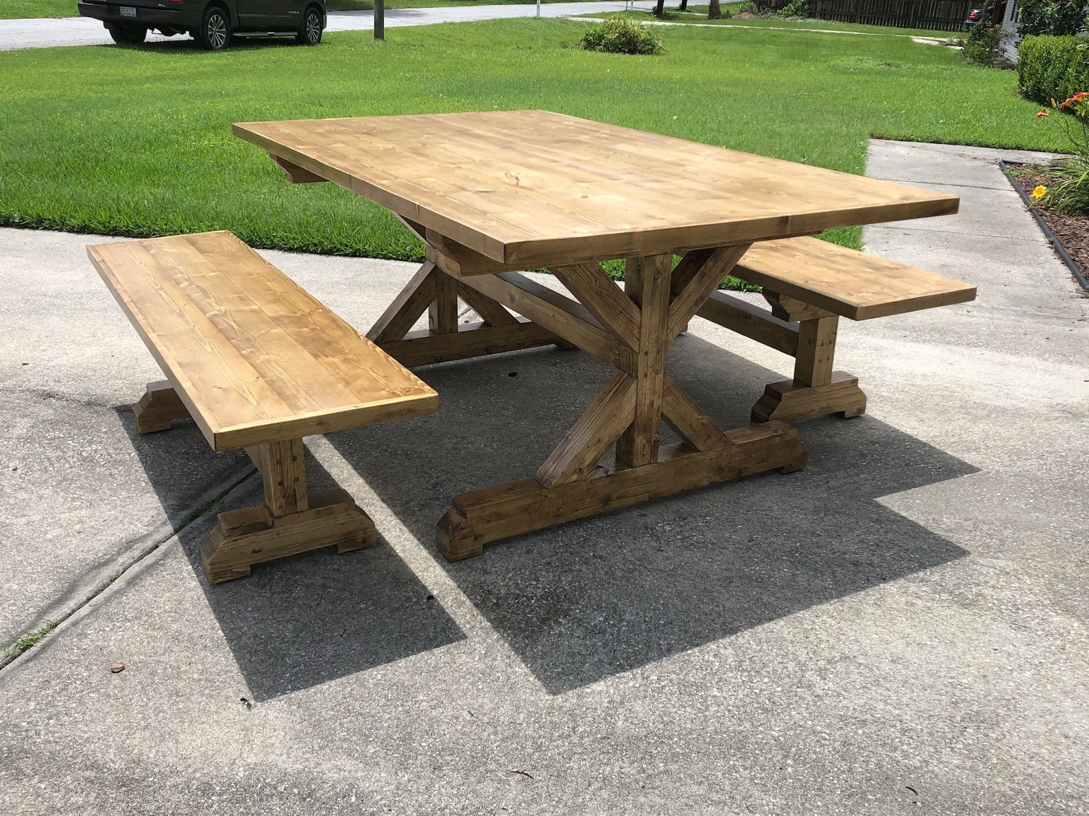 Farmhouse Table and Benches Woodworking Plans Etsy