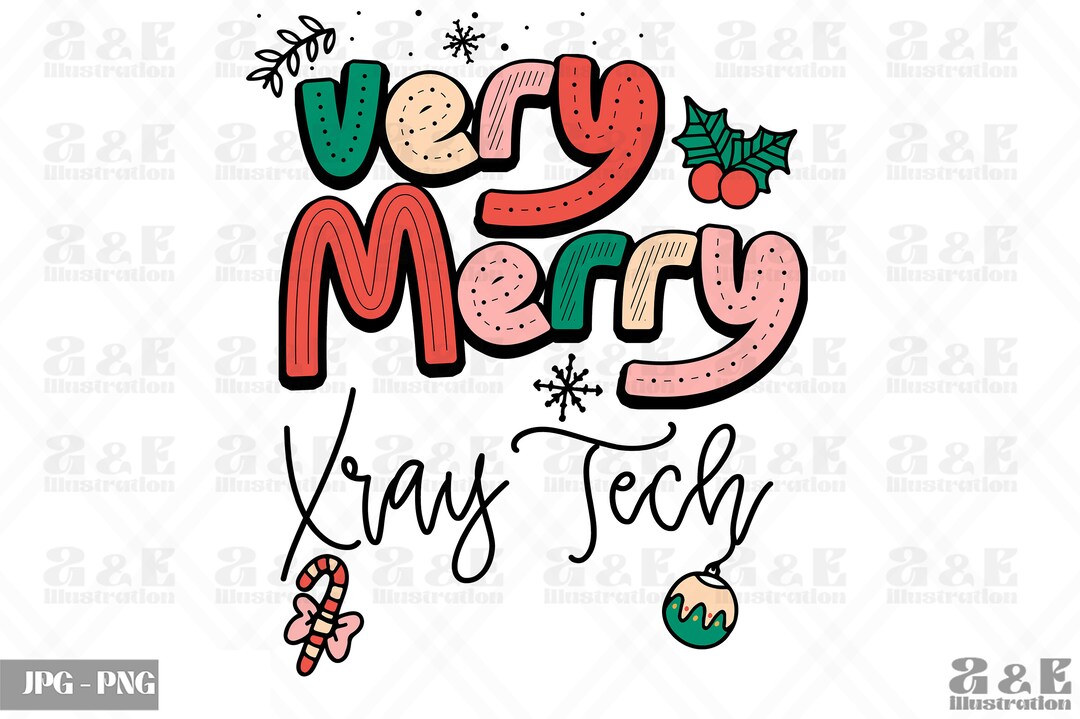 Merry Xray Tech Christmas Retro Png Design, Xmas Digital Download