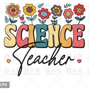 Science Teacher Png Design, Teacher Digital Download, Back to School Sublimation, Retro Teacher Tshirt Design, Educator png, Tshirt png