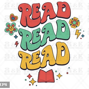 Retro Read Png Design, Books Digital Download, Bookish Sublimation, Reading Design, Book Lover png, Shirt Design, Book Club Png for Shirts