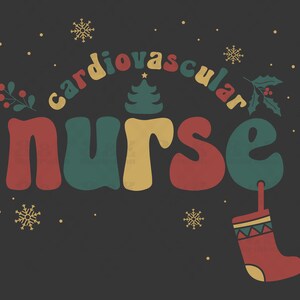 Herz-Kreislauf-Krankenschwester niedliches Xmas Retro-Png-Design, Weihnachten digitaler Download, Feiertage Sublimations-Design, Weihnachten Tshirt-Design, POD-Kunstwerk