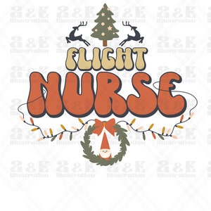 Cute Flight Nurse Christmas Png Design, Download Digital de Natal, Design de Sublimação de Férias, Design de Camiseta de Natal, Arte POD