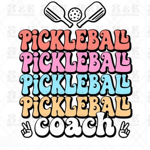 Retro Pickleball Coach Png Design, Pickleball Digital Download, Club Team POD Sublimation, Pickle Ball Tshirt Design, Sport Png for Shirts