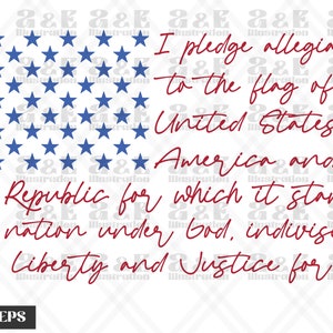 Pledge of Allegiance Png Design, 4th July Shirt Digital Download, Independence Day Sublimation Tshirt png, Tshirt png Design, USA Flag