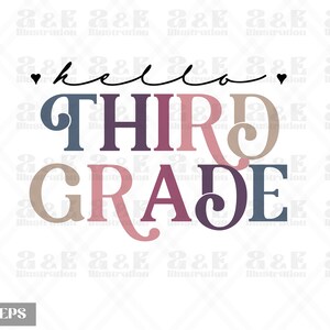 Hello Third Grade Png Design, Teacher Digital Download, Teach Sublimation Tshirt Design, png, School Tshirt png Design, Png for Shirt Design
