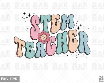 Retro STEM Teacher PNG: Back to School T-Shirt Design (Digital Download)