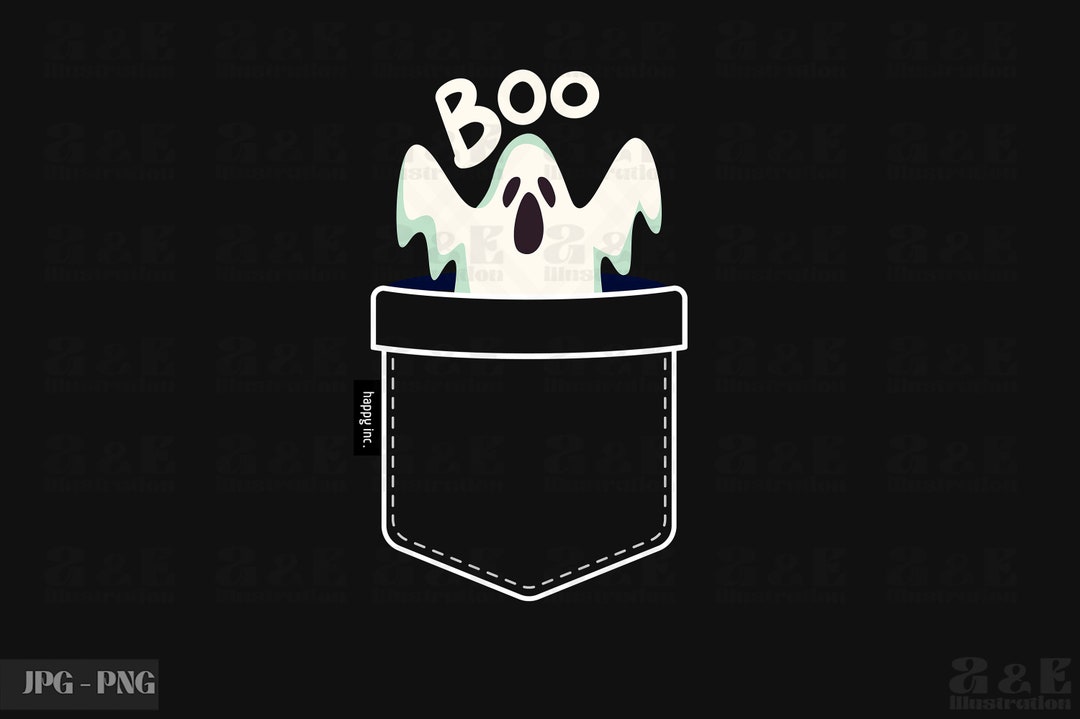 Boo Ghost Pocket Shirt Png Design Cute Halloween Digital - Etsy