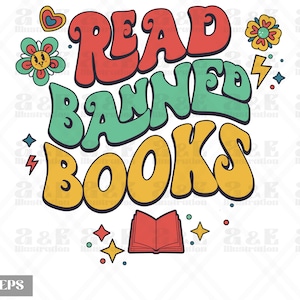 Retro Read Banned Books Png Design: Book Lover Sublimation (Digital Download)