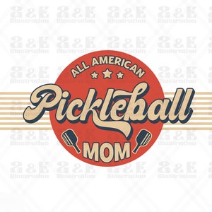 Vintage Pickleball Mom Png Design, Pickleball Digital Download, Club Team POD Sublimation, Pickle Ball Tshirt Design, Sport Png for Shirts