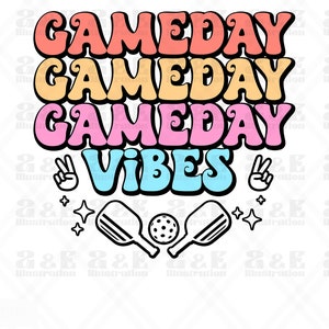 Gameday Vibes Png Design, Retro Pickleball Digital Download, Club Team POD Sublimation, Pickle Ball Tshirt Design, Sport Png for Shirts