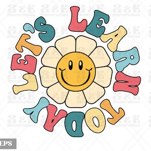 Retro Teacher T-Shirt Design: Lets Learn Today PNG (Digital Download)