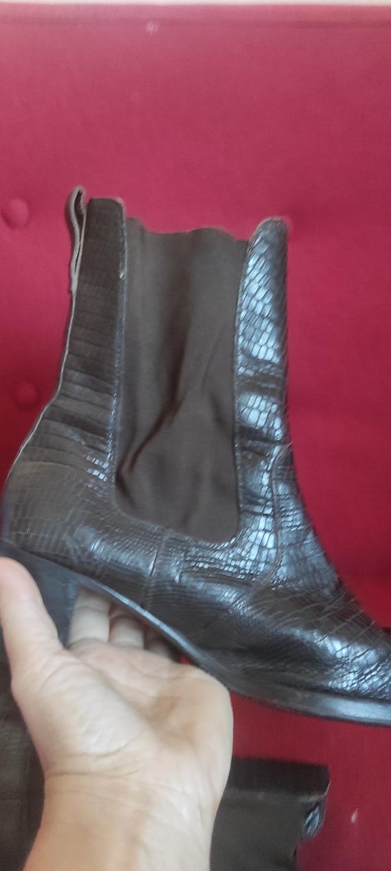 Heshung Leather Ankle Boots Python Snake Print Ma… - image 15