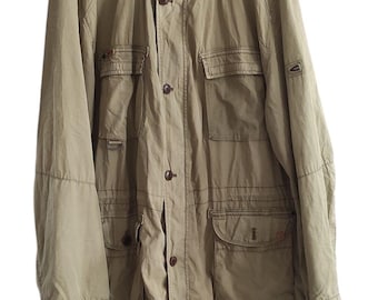 2000s Camel Trophy Linen Safari Field Jacket – Sand Beige – Fits L 