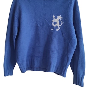 Vintage Pringle Of Scotland Mens Zip Neck LampsWool Pure New Wool Jumper Sweater Made in Scotland Size M Blue