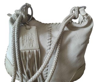 Vintage Polo Ralph Lauren Large Fringe Hobo Leather Women's Shoulder Bag MCMLXVII EST 1967 Leather Tote Western Fringe Authentic Bag Made US