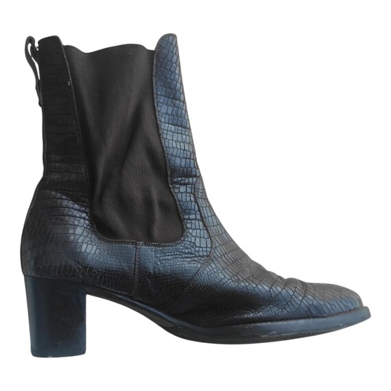 Heshung Leather Ankle Boots Python Snake Print Ma… - image 18