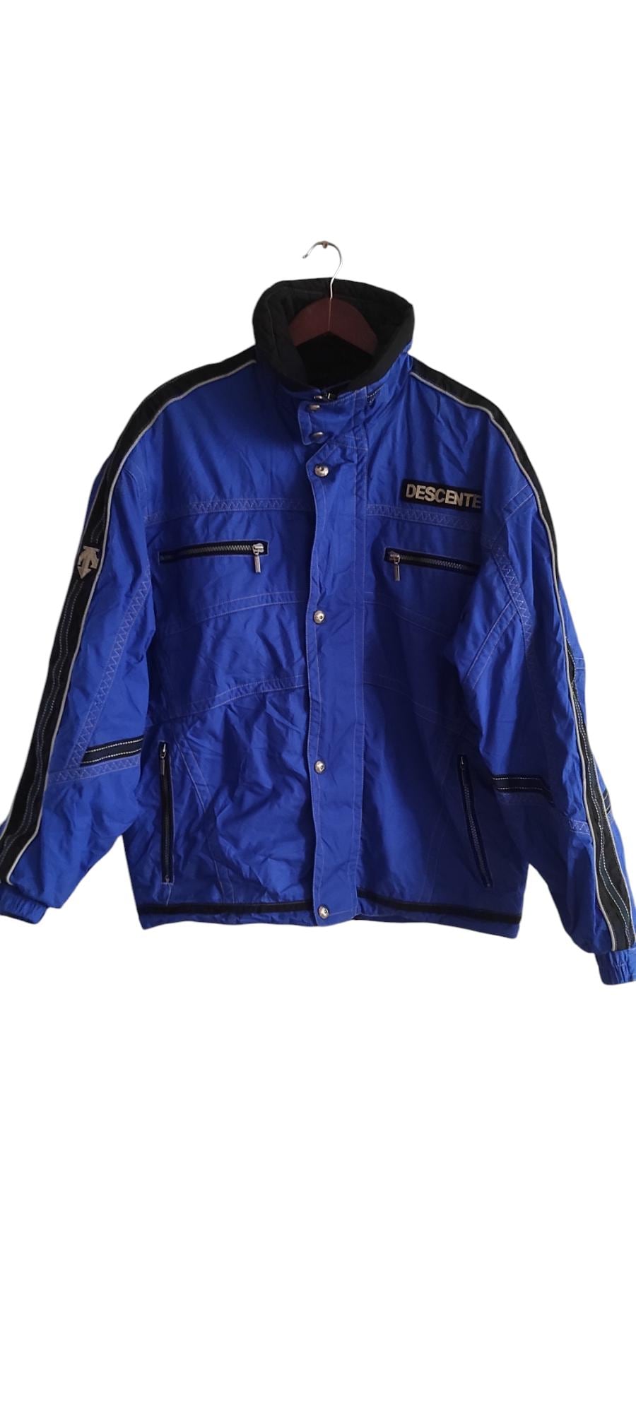 デサント スキージャケット メンズ L ブルー ブラック 断熱フルジップ