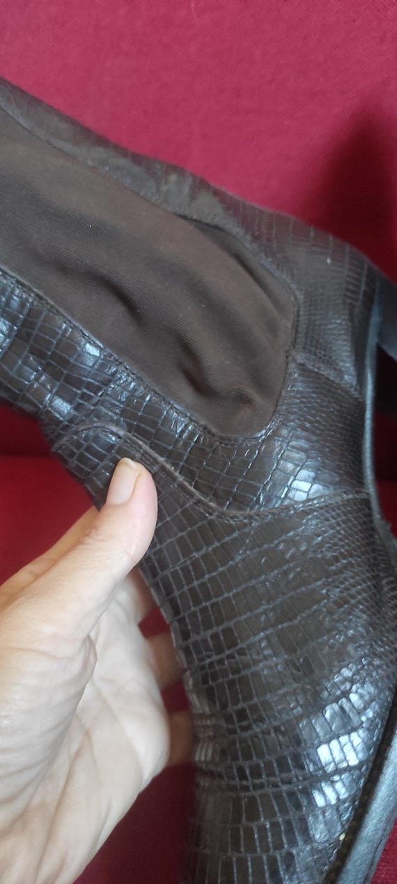 Heshung Leather Ankle Boots Python Snake Print Ma… - image 2