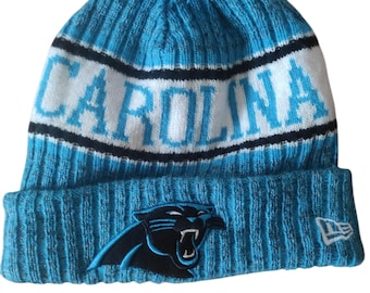 Carolina Panthers Beanie Pom New Era Skull Cap Hat Carolina Panthers NFL On Field New Era Sport Knit Cuff Pom Beanie Hat