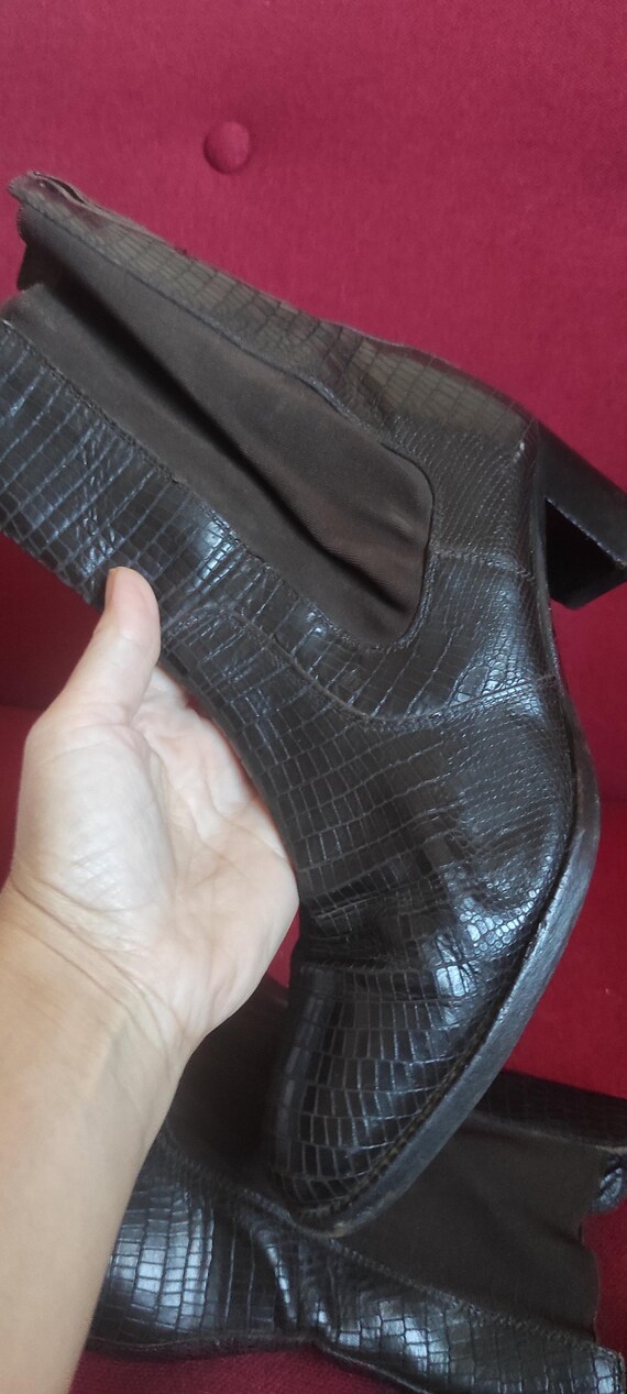 Heshung Leather Ankle Boots Python Snake Print Ma… - image 16