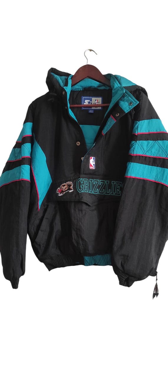 Vtg Rare NBA Vancouver Grizzlies Starter Puffer Quarter Zip Jacket