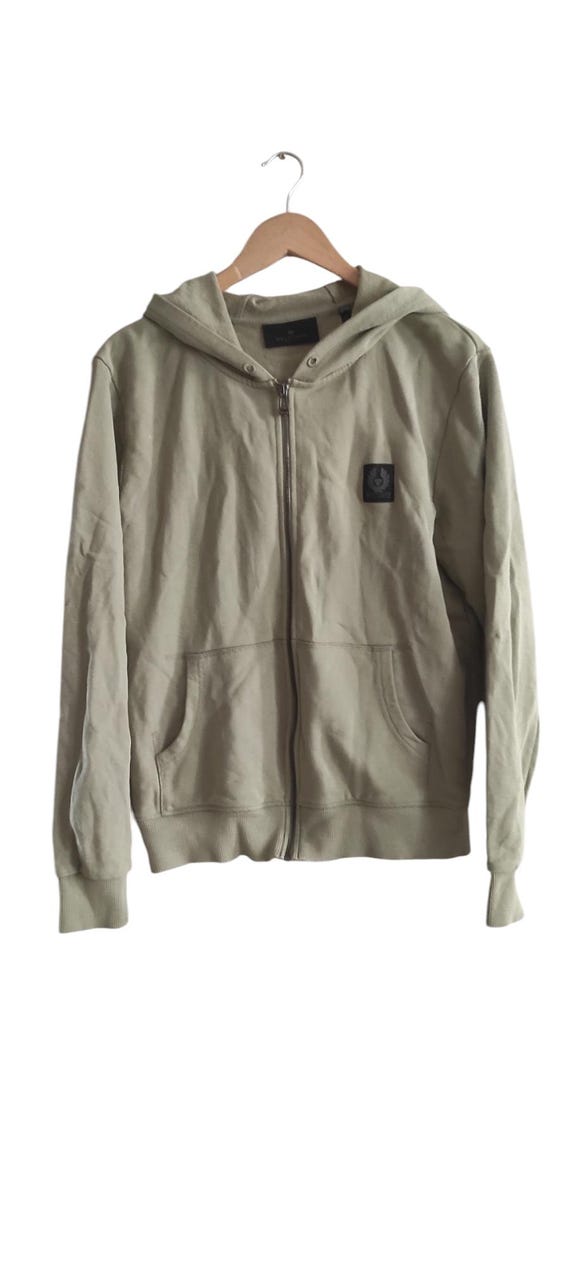 Belstaff, Belstaff Full Zip Hoodie Mens Sweatshirt Pullover Size M SEE MEASUREMENTS Light Green