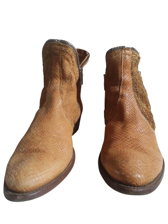 Pantanetti Python Suede Leather Ankle Western Boo… - image 3