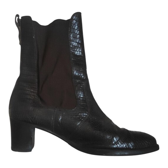 Heshung Leather Ankle Boots Python Snake Print Ma… - image 1