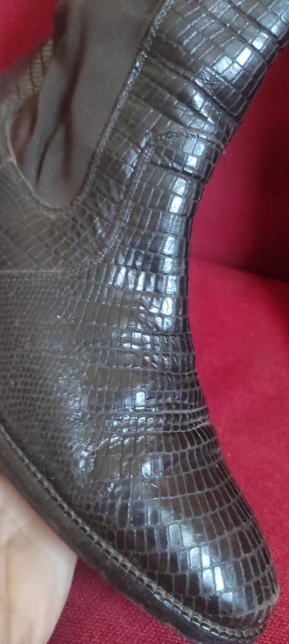 Heshung Leather Ankle Boots Python Snake Print Ma… - image 3