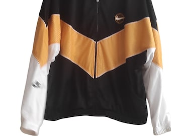 Chaqueta cortavientos Nike Air de baloncesto para hombre, estilo retro de los años 90, de entrenamiento, rara, color negro y amarillo, talla XL