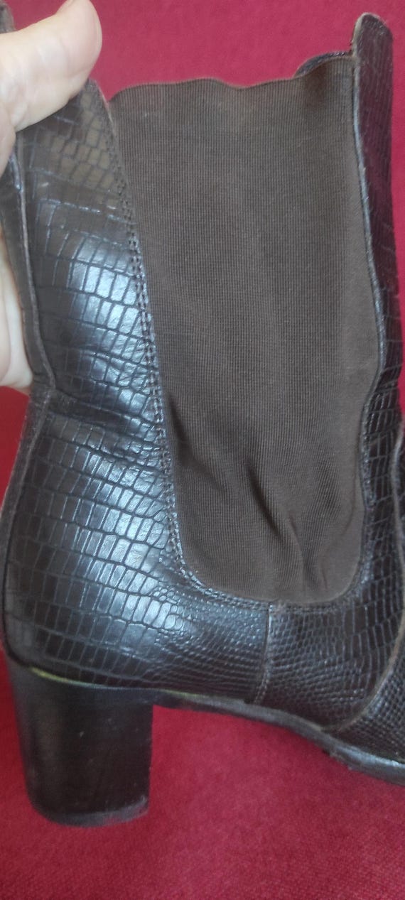 Heshung Leather Ankle Boots Python Snake Print Ma… - image 5