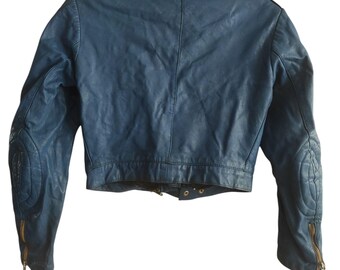 Wilhelm Krawehl Hamburg Motorcycle Racing Leather Jacket Blue Made