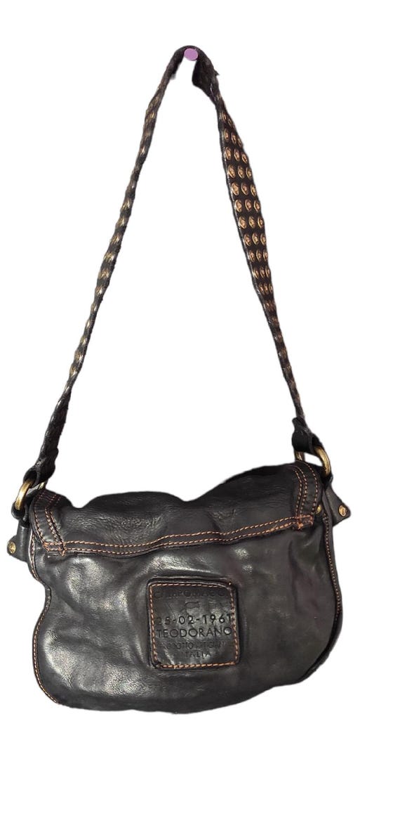 バッグ vintage CAMPOMAGGI shoulder bag studs CAMPOMAGGI Black Leather Studded Crossbody Mini Shoulder Bag