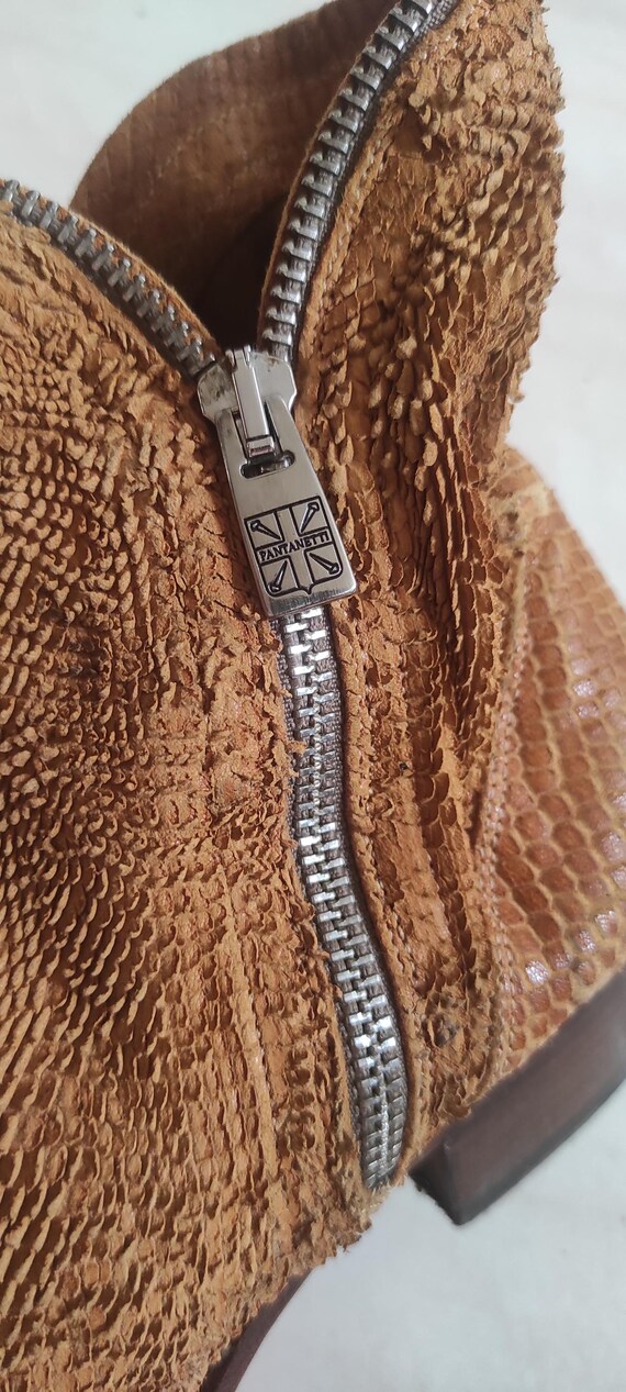 Pantanetti Python Suede Leather Ankle Western Boo… - image 5