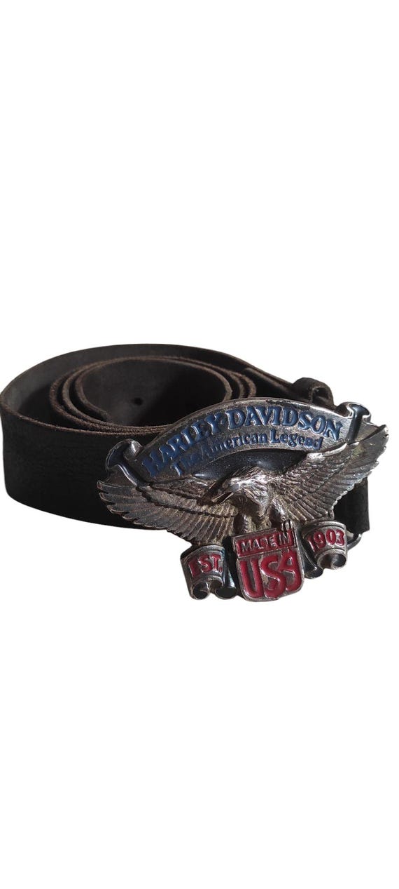 Vintage Harley Davidson Leather Motorcycle Belt Bald Eagle  display picture 3